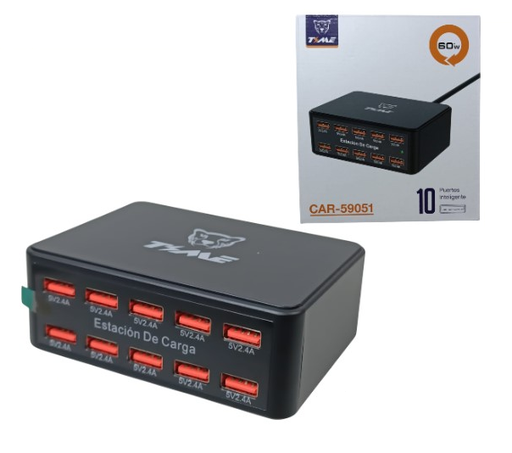 [0723540563872] Cargador Multiple Hub 10 puertos Usb 60W Time CAR-59051
