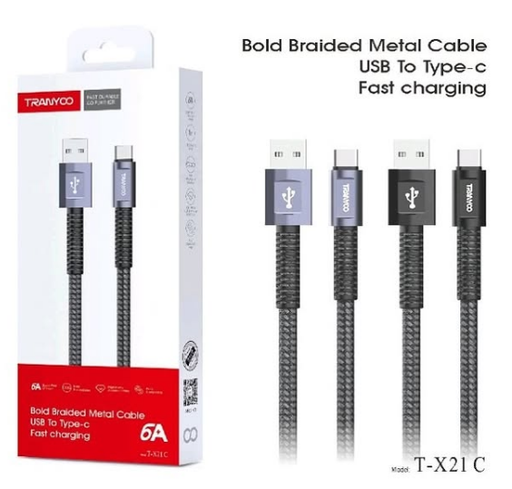 [6970791125760] Cable Carga Rapida 6A Tipo C Tranyoo T-X21C