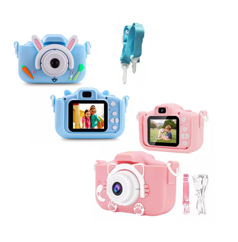 [504464 CAM-121007 CD-615S] Camara de Fotos para Niños Recargable Micro SD con Funda