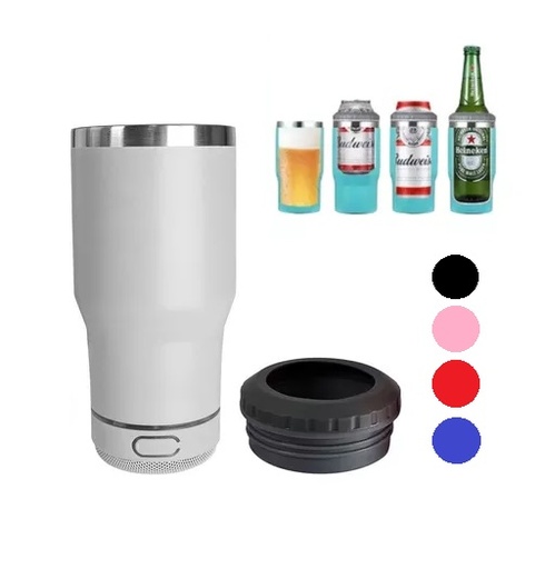 [504513] Vaso Termico para Lata Botella con Parlante BT 420ml (Blanco)