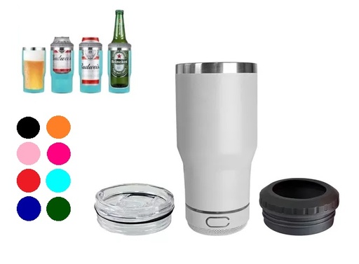 [504519] Vaso Termico para Lata Botella con Parlante y Tapa BT 420ml (Negro)
