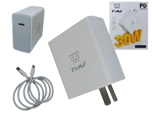 [0723540564268 CC-59251] Kit Cargador 2 en 1 Tipo C Carga Rapida PD 30W Usb C + Usb C Time