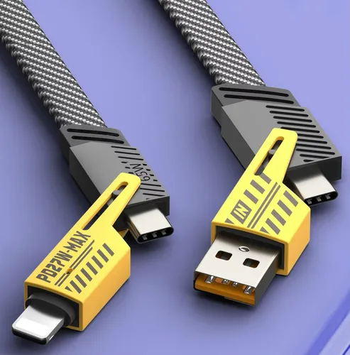 [7790839918982] Cable de Datos Carga Rapida 4 en 1 Reforzado PD + Usb + Lightning 65W / 27W