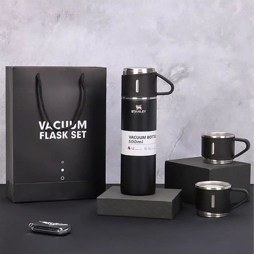 [504782] Termo 500ml Stanley + 3 Tazas Termicas Negro