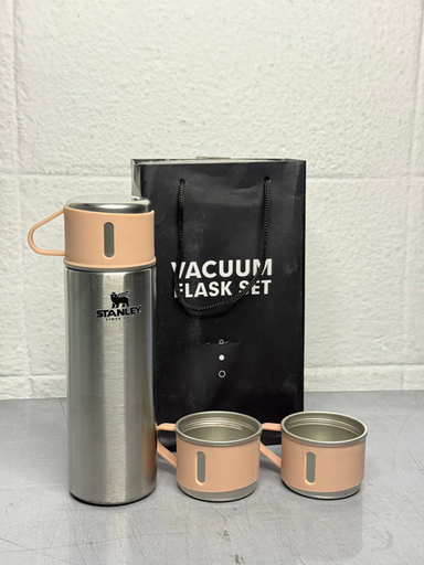 [504783] Termo 500ml Stanley + 3 Tazas Termicas Plateado