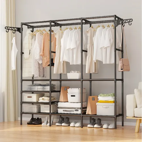 [NF-6602-3] Perchero Organizador de Ropa Triple Multifuncional (36x160x173cm)
