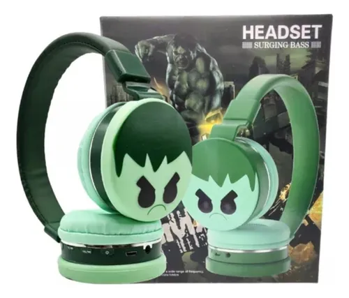 [6900245280448] Auricular Vincha Bluetooth Micro Sd Personajes 806-44 Hulk