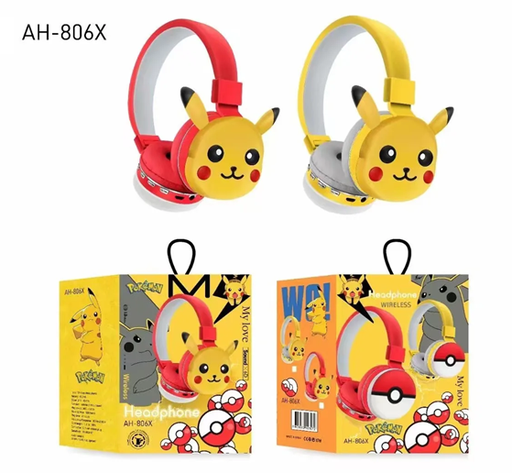 [6972023880614] Auricular Vincha Bluetooth Micro Sd Personajes AH-806X Pikachu
