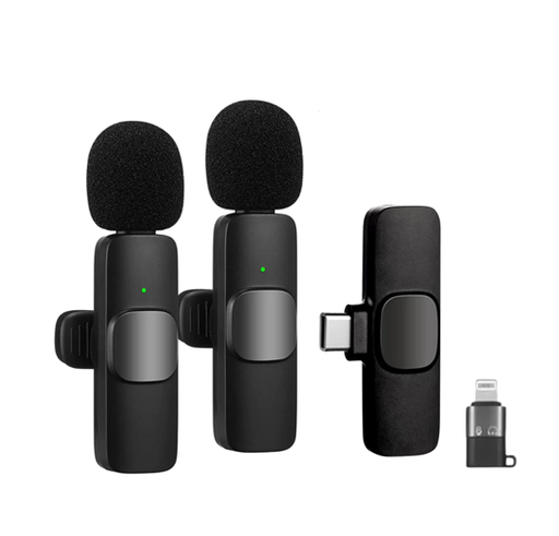 [504811] Microfono Corbatero Inalambrico Doble Tipo C - Lightning 2 en 1 Lambo Tech K9