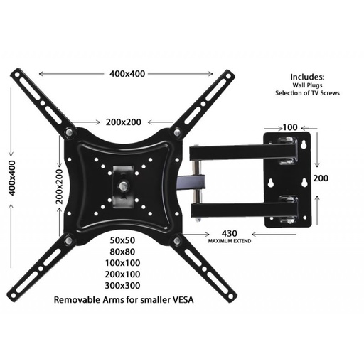 [011727 361359 613207] Soporte TV 14" a 55" con brazo HDL-117B-2 30kg