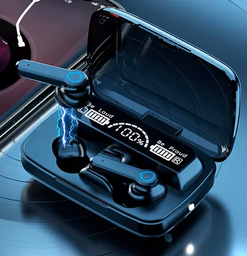 [504947] Auricular Bluetooth 5.3 Doble M19 Pro con Base Cargadora y Linterna