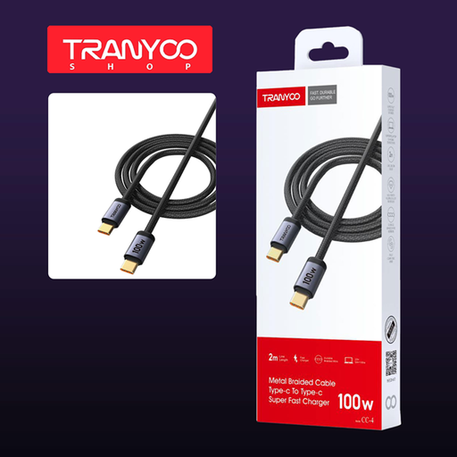 [6970791127764] Cable de Carga Rapida Tipo C a Tipo C 100w Malla Metalica 2m Tranyoo CC-4