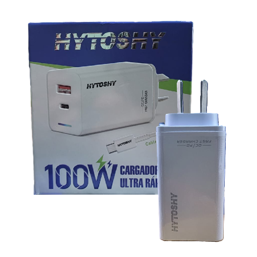 [6920251822883] Kit Cargador 2 en 1 Tipo C Carga Rapida Usb A + PD 100W Hytoshy