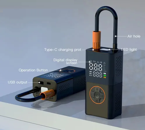 [6975380691459] Mini Compresor de Aire Recargable 50w + Power Bank ND-5641