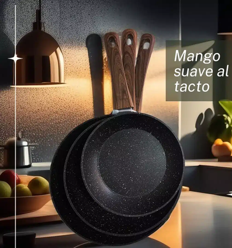 [5012345678900] Set de Sartenes Teflon Antiadherente OM 3pcs (Ø 28cm Ø 24cm Ø 20cm)