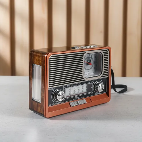[KTF-1647] Radio KTF-1647 Bluetooth FM AM Usb Sd Aux 8 Bandas Reloj Linterna Recargable Retro Vintage