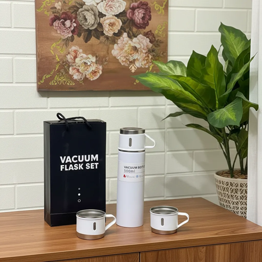 [505182] Termo 500ml + 3 Tazas Termicas Blanco