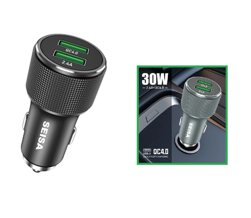 [6290132593974] Cargador 12v 30w Doble Usb QC4.0 Seisa SM-FS447