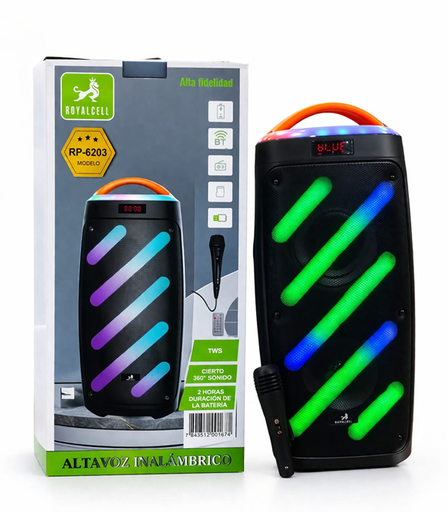 [7796350520178] Parlante Bafle 6,5" BT Karaoke con Microfono Micro Sd Usb Aux Fm RS-6203