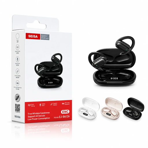 [6290132595237] Auricular Bluetooth 5.4 Doble Seisa EJ-B6126 con Base Cargadora