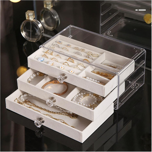 [LD-1018] Caja Organizadora Acrilico para Joyas 3 Niveles (23,5x13,5x11cm)