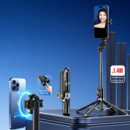 [6290132594643] Tripode Baston Selfie Disparador BT Magnetico 1,4m