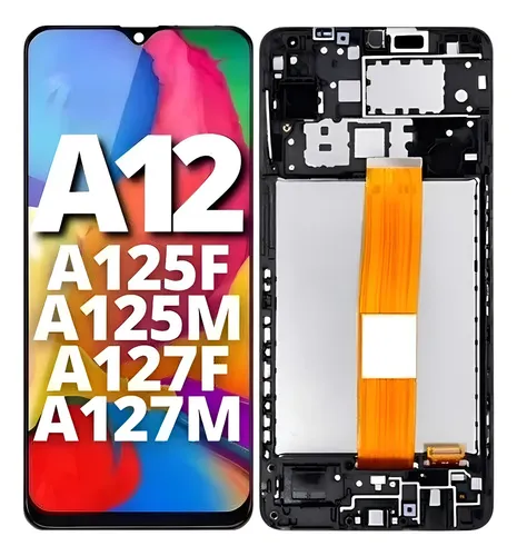 [505518] Modulo Samsung A12 A125 A125F A127F con marco negro (ORIG)