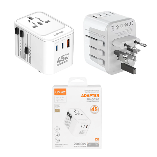[7799135019836] Adaptador Viajero Usb + Doble PD 45W LDNIO Z8