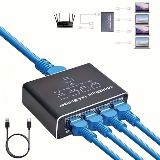 [7891234146526] Conector Divisor de Red RJ45 1 a 4