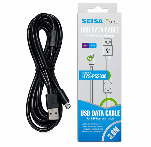 [6290132583128 HYS-P5S030] Cable de Carga para Joystick de PS5 3m Seisa HYS-P5S030