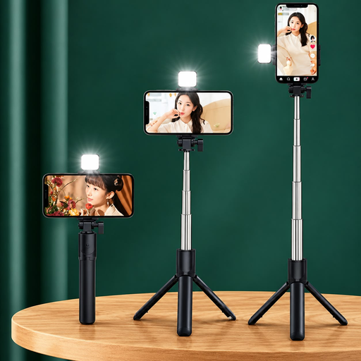 [SF-51010] Tripode Baston Selfie Disparador BT Luz Led SF-51010 (70cm)
